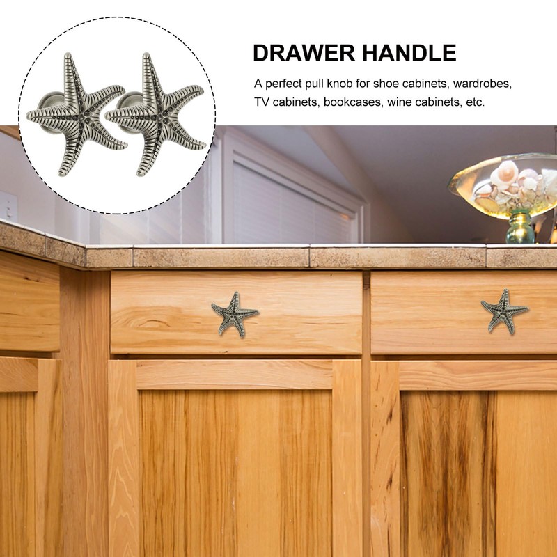 Angoily 4 PCS Sea Star Shaped Knobs, Sea Creature Drawer