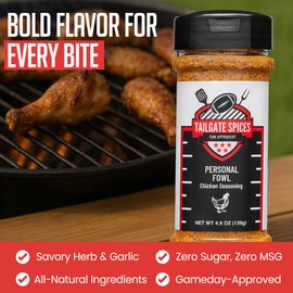 Tailgate Spices Personal Fowl Chicken Seasoning, Dry Rub and Poultry Spice Blend for Grilled Chicken, Wings, and Turkey, No MSG, Gluten Free, Vegan, 4.9 oz Seasoning for Cooking