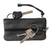 Leather Key Holder, Key Chain Wallet, Bag, Pencil Case (Black)
