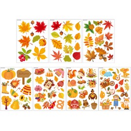 Pack of 91 Autumn Decorations Fall Window Clings Thanksgiving Window Stickers for Glass Autumn Window Stickers Decorations Autumn Decoration for Home Office Classroom