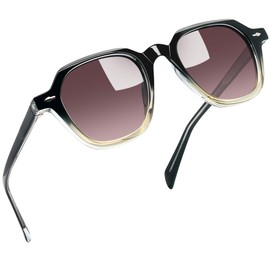 Joopin Acetate Polarized Sunglasses for Women Men Retro Square Sun Glasses UV Protection Trendy Shady Rays (Gradual Black)