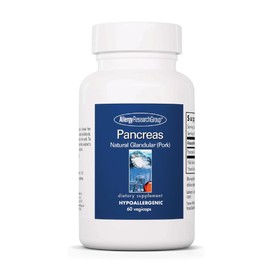 Allergy Research Group Pancreas Pork Supplement - Pancreas Natural Glandular, 425mg Pancreatic Enzymes, Digestive Enzymes Amylase, Protease - 60 Count