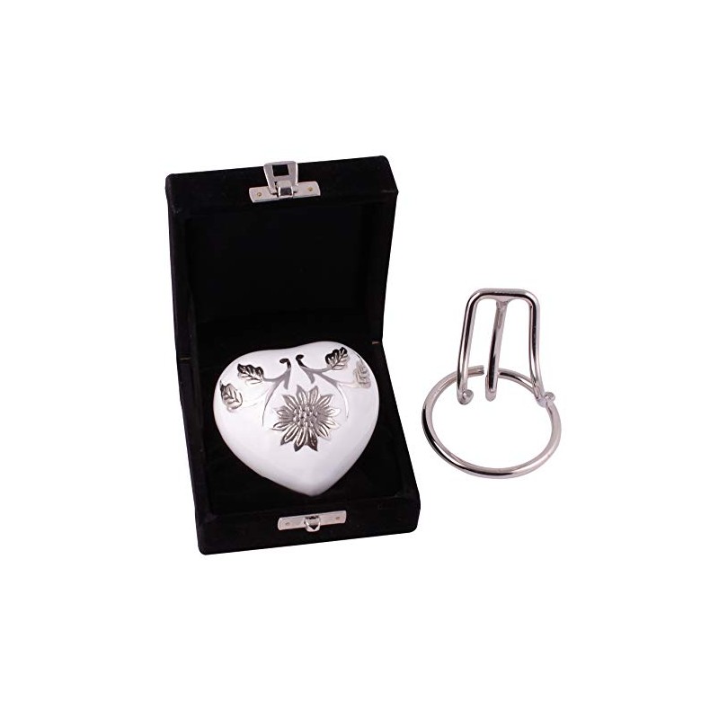 White Heart Shaped Small Cremation Ashes Urn with Box and