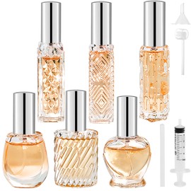 Bohoray Pack of 6 Small Perfume Atomisers, Refillable, 10 ~ 15 ml Perfume Bottle, Empty Transparent Perfume Bottle, Refillable with Pipes and Funnel for Women and Girls