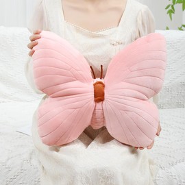Labauxite Butterfly Shaped Throw Pillow, Soft Butterfly Stuffed Seat Cushion Pad,Pink Butterfly Plush Pillow Velvet Decorative Animal Pillow for Couch Living Room Bed (Pink)
