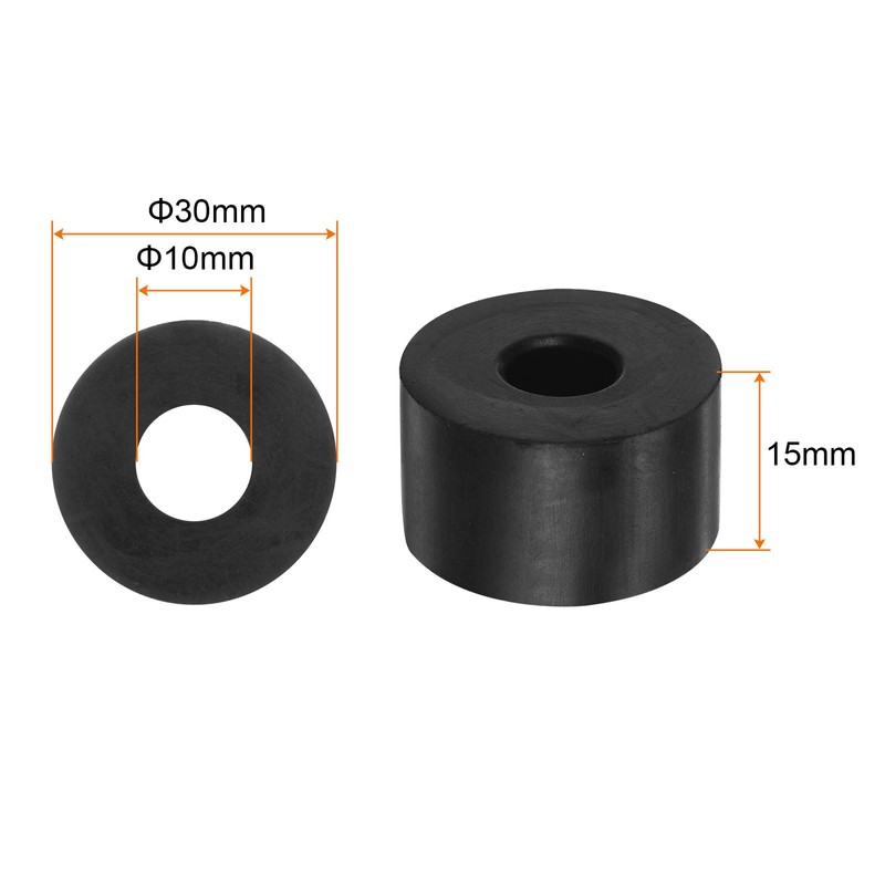 sourcing map 16pcs Rubber Spacer 1.2 Inch OD 0.4 Inch
