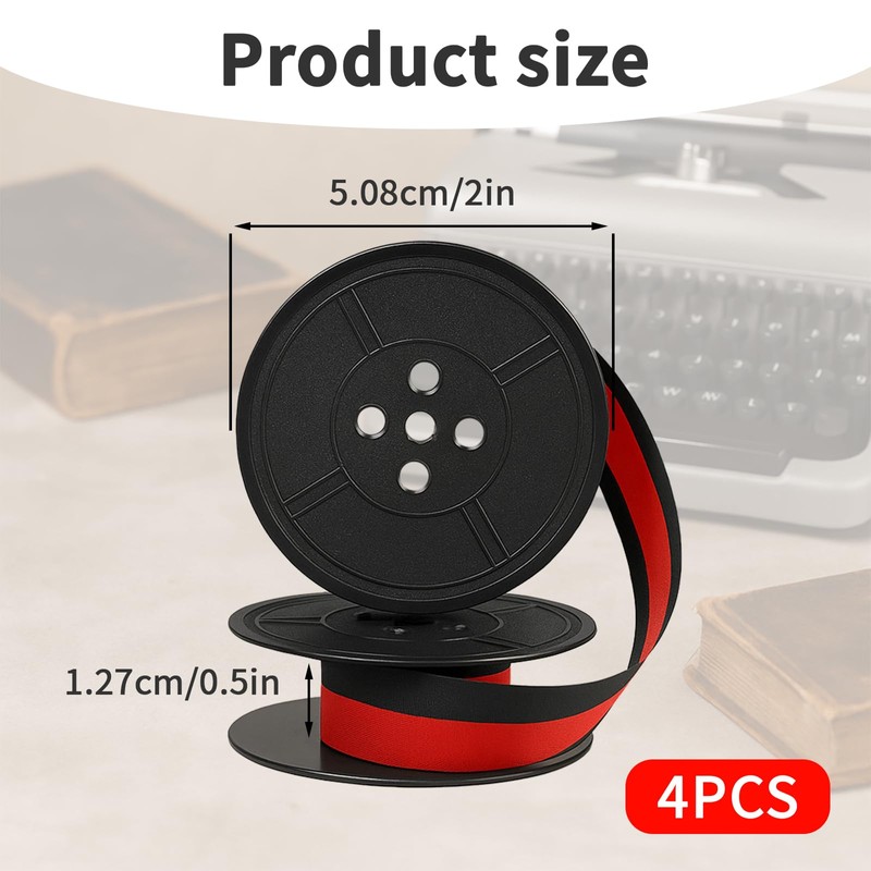 GZGRYTRC 4 Pairs Typewriter Ribbon, Red Ink, Universal Fit for
