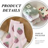5 Pieces Of Fruit Print Socks, Coral Fleece Socks, Warm