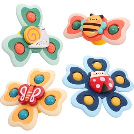 Vanmor Suction Cup Spinner Toy for Toddlers – 4-Piece Sensory Spinning Top Set for Travel, High Chairs & More