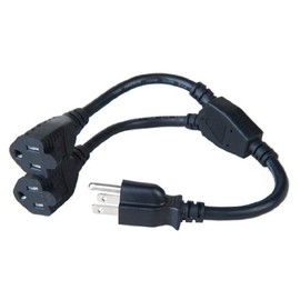 Link Depot US 3 Prong 1 Male to 2 Female Power Cord Splitter