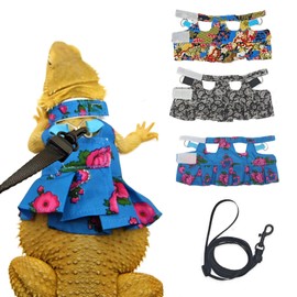 Lizard Harness Dress and Leash, Adjustable Hamster Ferret Harness and Leash Set, No-Pull Walking Vest for Lizard Small Animal Gecko Chameleon (Blue S)