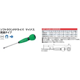 KTC (ke-te-si-) Soft Round Screwdriver Slotted Through Type d8 m2 – 615