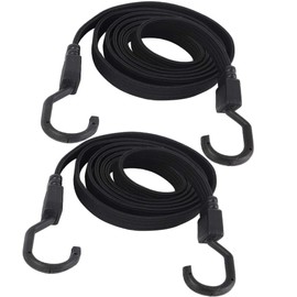 XSTRAP STANDARD 2PK 77 Inch Flat Bungee Cord Heavy Duty Adjustable Long Straps with Hooks for Hand Truck, Camping, Motorcycle, Cars, Bikes, Luggage Rack (Black)