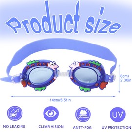 QYJMLH Children's Swimming Goggles, Swimming Goggles for Kids, Girls, Boys, Waterproof, No Leaks, Swimming Goggles for Girls, Boys, Children Aged 3-14 Years Old, with Quick Adjustment, Small Fish