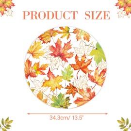 SMUAENSS Fall Paper Placemats Disposable Thanksgiving Paper Place Mat 13.5 Inch Maple Leaves Harvest Round Table Mats Decor for Wedding Bridal Thanksgiving Harvest Party