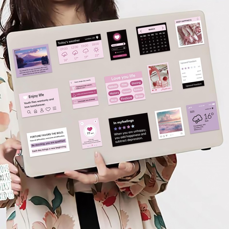 120Pcs Pink Ballet Aesthetic Stickers with Positive Affirmation Quotes