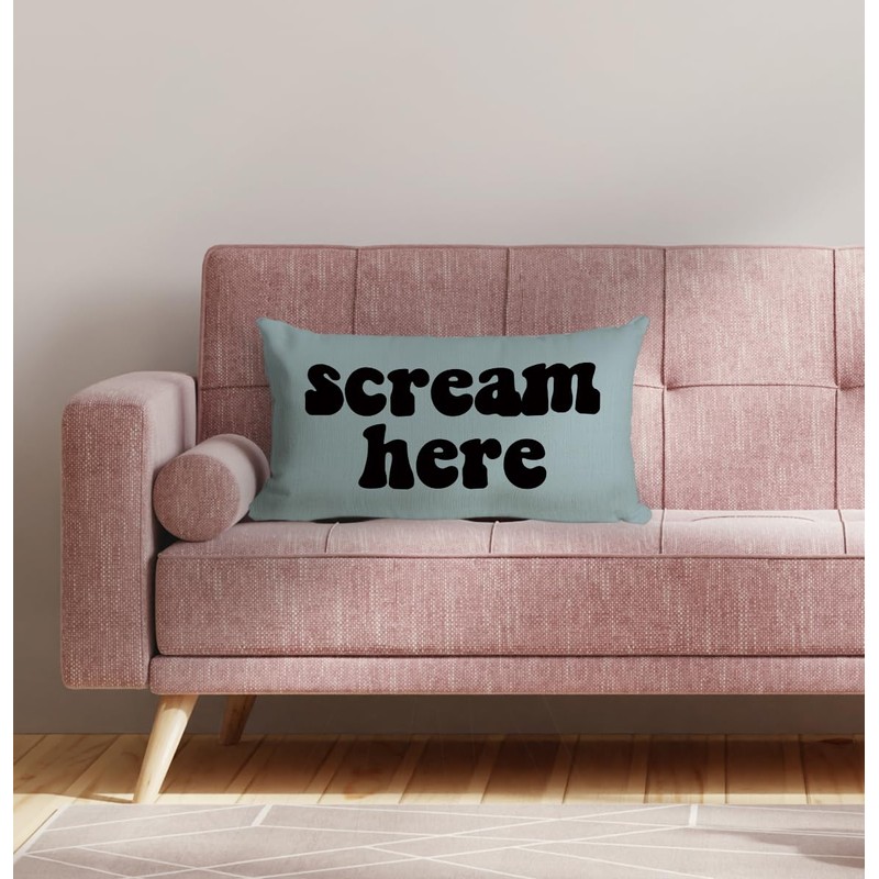Mancheng-zi Funny Scream Decor, Scream 12x20 Pillow Cover, Fun Pillows,Fun
