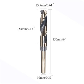MACHSWON 15.5mm x 10mm High Speed Steel Drill Bit Reduced Shank Twist Drill Bit Jobber Drill Versatile Mastery in Stainless Steel Wood 1 Piece