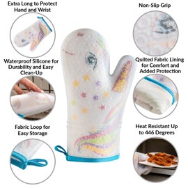 Gears Out Glitter Magic Unicorn Silicone Oven Mitt - Heat Resistant, Kitchen Gift, Soft