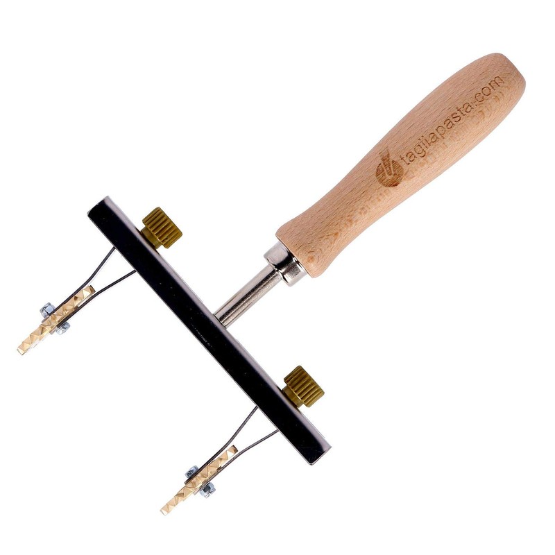 Adjustable pasta cutter, 2 flute-edged brass blades, Cod. 20OT