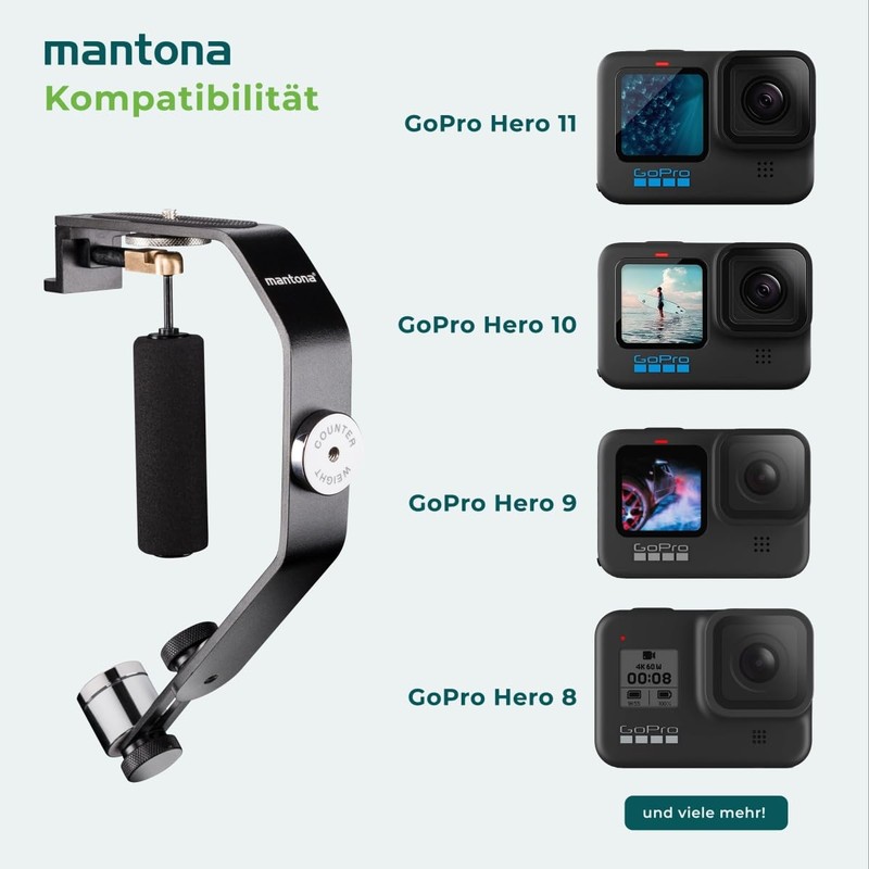 Mantona Steadycam with 1/4 Inch for CSC Camera, GoPro, Action