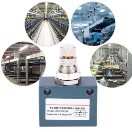 G1/4 Air Flow Control Valve, ASC200 08 Aluminium Alloy Throttle Valve, 450L/min Flow Rate, Inline Pneumatic Speed Regulator Union Straight