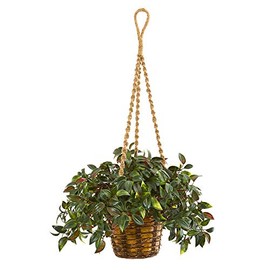 Nearly Natural 30in. Mini Melon Artificial Plant in Hanging Basket UV Resistant (Indoor/Outdoor)