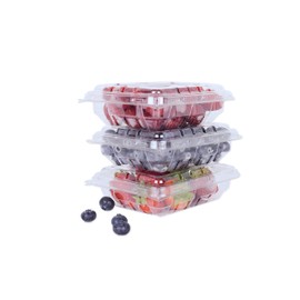 JAK Industrial 42 Pack - 6 Ounce Clear Plastic Vented Berry Containers with Clamshell Lids - For Blueberries, Raspberries, Blackberries