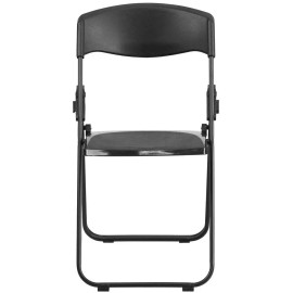 Flash Furniture HERCULES Series 500 lb. Capacity Heavy Duty Black Plastic Folding Chair with...