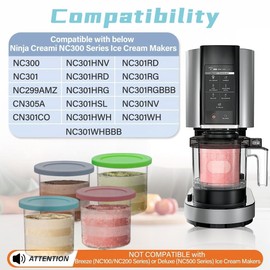 Wzenclave 4 Pack Ice Cream Pints and Lids Compatible with Ninja NC300 NC301 NC299AMZ Series Creami Ice Cream Makers,BPA-Free,Dishwasher Safe,Color Lids,(16oz Cups) (NC301 Series 4)