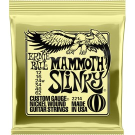 Ernie Ball Mammoth Slinky - Cuerdas para guitarra eléctrica, entorchado de níquel, calibre 12-62