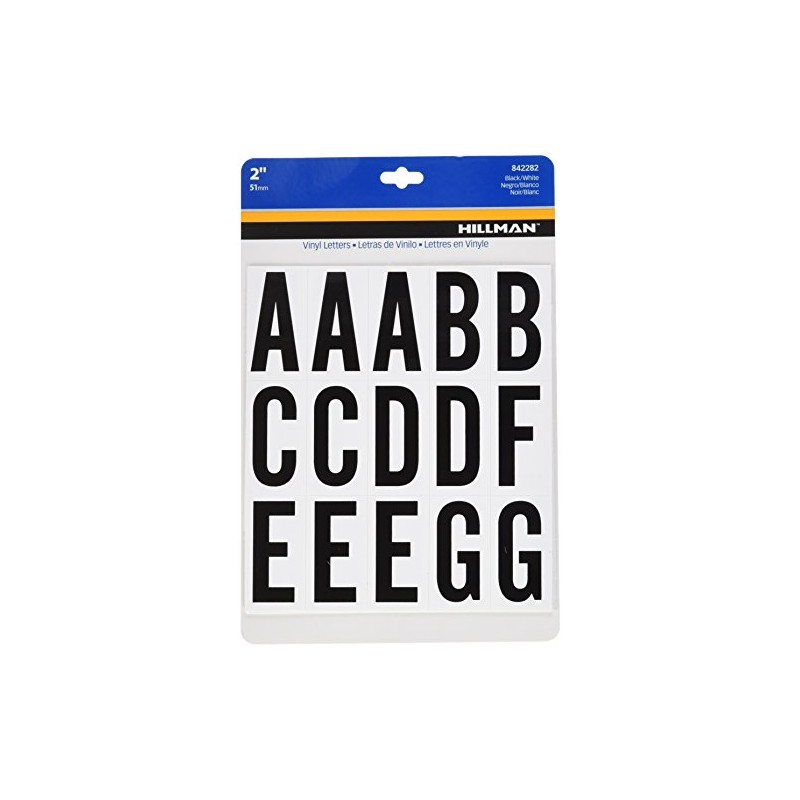 Hillman 842282 Pack Adhesive Letters, 2-Inch, Black/White