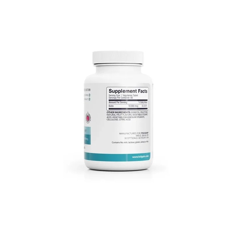 Foligain Biotina Rápida Disolución 10,000mcg 60 Tabletas