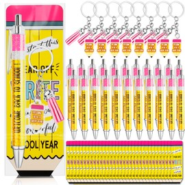 Zenoble 24 Set Welcome Back to School Student Gifts Bulk Ballpoint Pens Keychains and Greeting Cards Set First Day of School Gifts for Teacher Classroom Rewards Party Favors