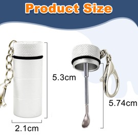 AABDTYYD 2 Pack Aluminium Mini Sealed Container with Spoon, Snuff Bottle with Spoon for Spices and Powders, Portable Mini Spoons Accessory Kit