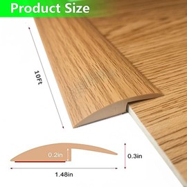 SUVEUS 10Ft Floor Transition Strip, Self Adhesive Carpet Edging Trim Strip, Threshold Strips for Threshold Height Less Than 5 mm (Light Brown)