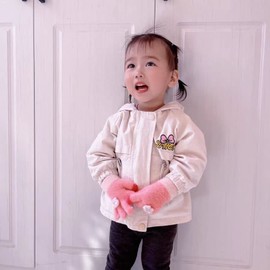 eigenn Gloves, Children, Kids, Baby, Baby, Mokomoko Gloves, Autumn/Winter, Thermal, Cold Protection, 5 Finger Gloves, Girls, Boys, Rabbit, Kindergarten, Cycling, Outings, Cute, 0-3 Years Old, Pink