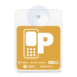 Betriebsausstattung24 Parking vignette for digital ticket providers - 8.0 x 10.5 cm - with suction cup - easypark, Parkster, yellowbrick, paybyphone, Parco