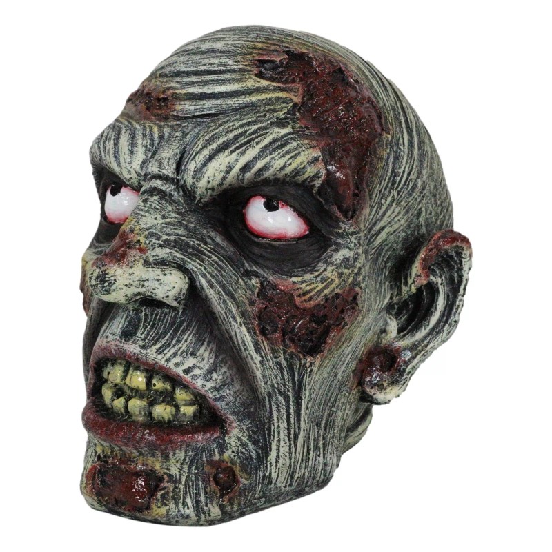 Apocalypse Zombie Undead Walker Skull With Peeling Flesh Rotten Teeth