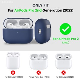 ORNARTO ORNARTO Compatible with AirPods Pro 2 Case 2022, Full Protective Hybrid Silicone for AirPods Pro 2nd Generation Case, Front LED Visible Skin Cover-Dark Blue