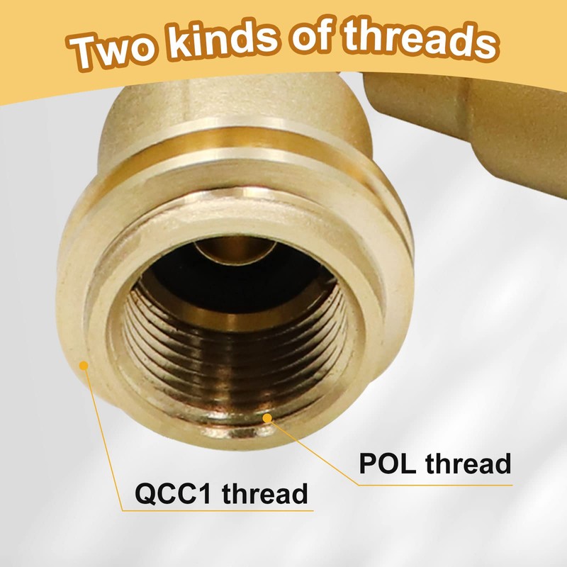 Aekops 3 Way Propane Splitter QCC/POL with Gauge and Shut-Off