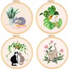 BLAZDEVE 4 Set Beginner Embroidery Kit, Easy Hand Embroidery Kit