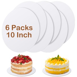YUNZT 6 Pcs Cake Boards,White Cake Boards 10 inch Round,100%Food-graded Cardboard Cake Rounds,Waterproof and Oil-proof Cake Base for Cake DIY, Wedding, Birthday, Dessert, Pizza Decorating & Exhibition