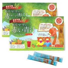 【栄養士監修】MYNATURA モリママの赤い青汁 1歳から飲める子ども用フルーツ青汁 子供の偏食に モリンガ 国産 いちご味 25包✕2箱