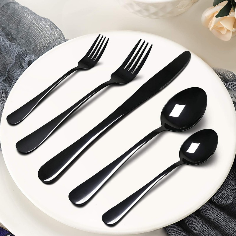 HaWare 49-Piece Black Silverware Set with Flatware Drawer Organizer, Stainless
