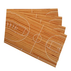 Y YIHANGBEST Basketball Court Placemats Dinner Cloth Linen Dining Table Mat Parquet Indoor Court Set of 4 for Desk Indoor Table Protectors Non Slip Pad,12 * 18 Inch
