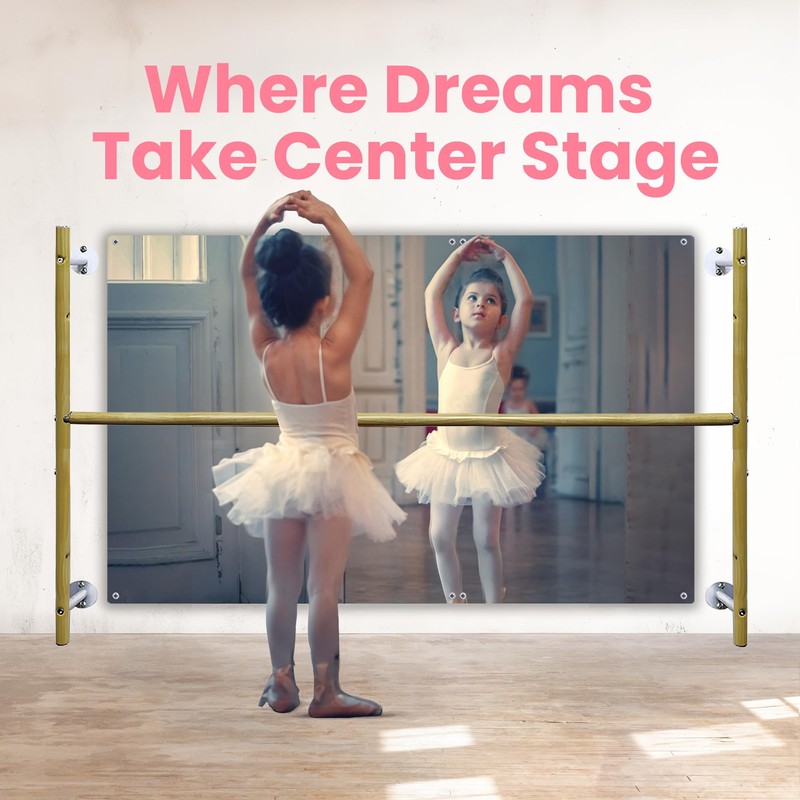 Kids Wall Mounted Ballet Barre 4ft with Mirror and Mat