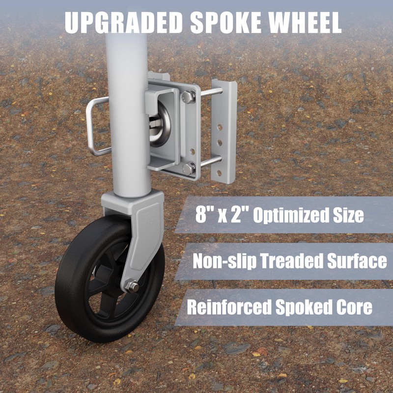 TOWKING 8" Spoke Wheel Trailer Jack, 10" Vertical Movement, 1500