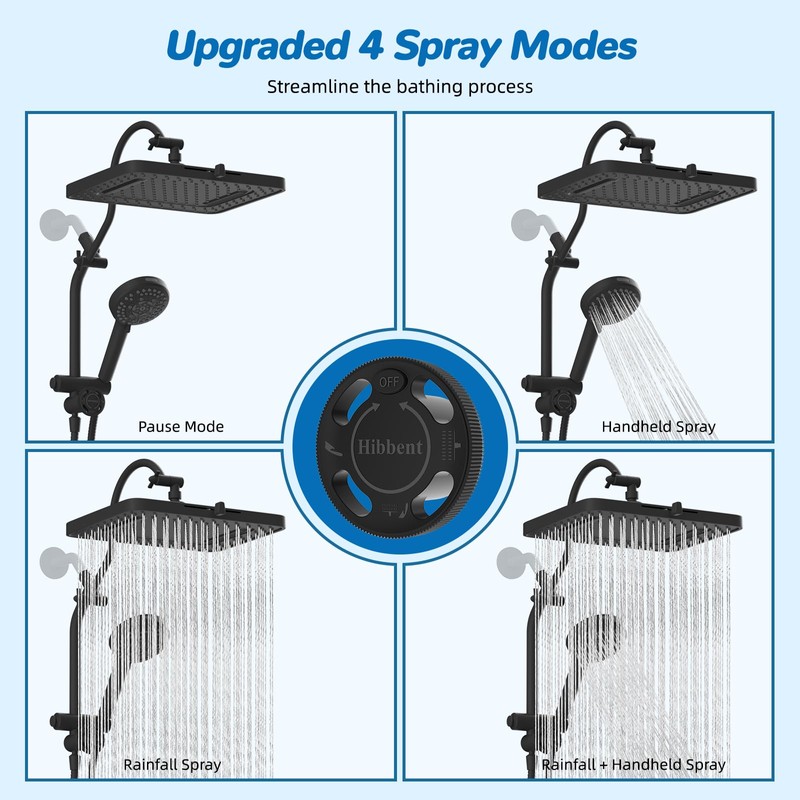 Hibbent cUPC Certified 13'' Shower Head Combo, High Pressure 5