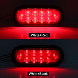 Traberm 12Pcs 6" Inch Oval LED Trailer Tail Lights Red 10LED, 6" lnch Oval LED Stop Turn Tail Brake Trailer Truck Lights Sealed with 3 Prong Trailers Plug IP67 Waterproof for RVs Trucks Bus 12V